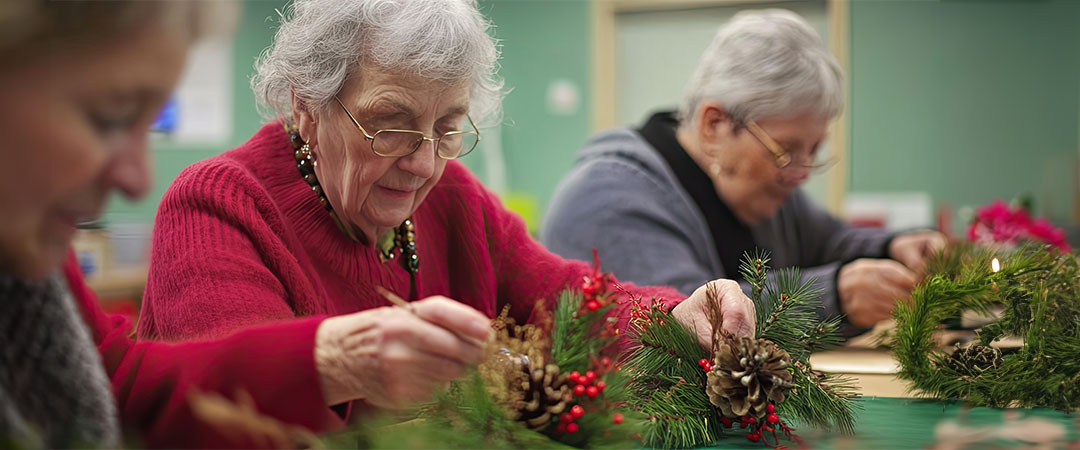 Seniors doing holiday activities.